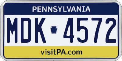PA license plate MDK4572