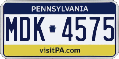 PA license plate MDK4575