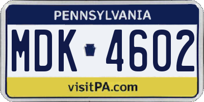 PA license plate MDK4602