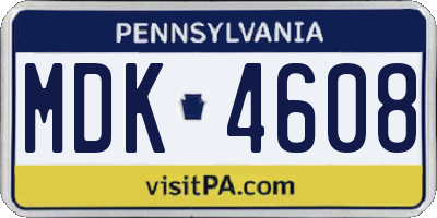 PA license plate MDK4608