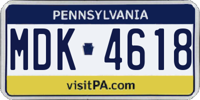 PA license plate MDK4618