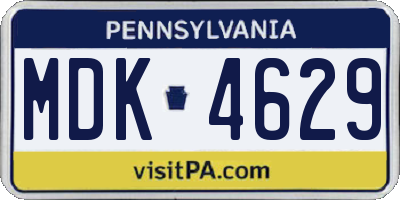 PA license plate MDK4629