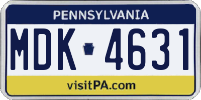 PA license plate MDK4631