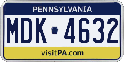 PA license plate MDK4632