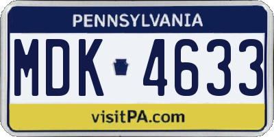 PA license plate MDK4633