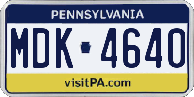 PA license plate MDK4640