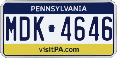PA license plate MDK4646