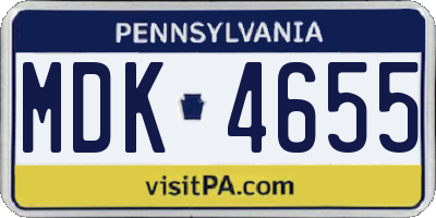 PA license plate MDK4655