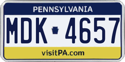 PA license plate MDK4657
