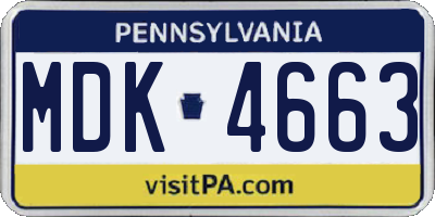 PA license plate MDK4663