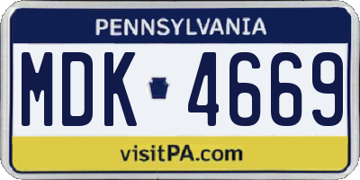 PA license plate MDK4669