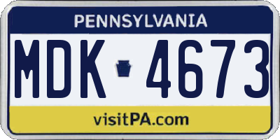 PA license plate MDK4673