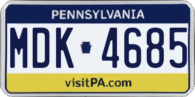 PA license plate MDK4685
