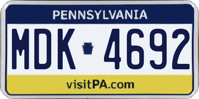 PA license plate MDK4692