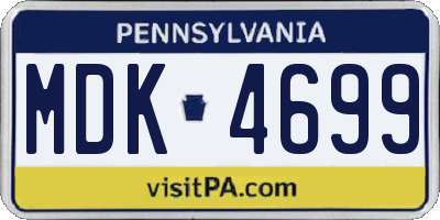 PA license plate MDK4699
