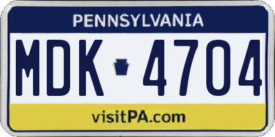 PA license plate MDK4704