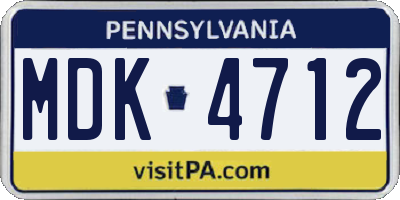 PA license plate MDK4712