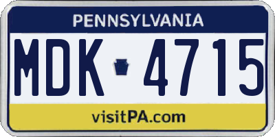 PA license plate MDK4715