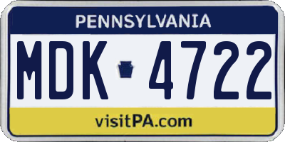 PA license plate MDK4722