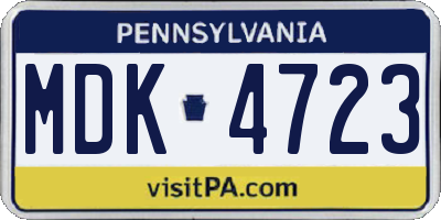 PA license plate MDK4723