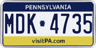 PA license plate MDK4735