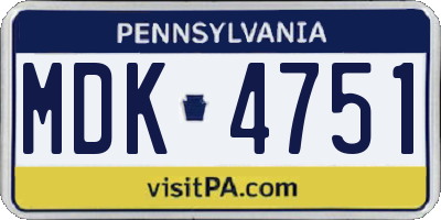 PA license plate MDK4751