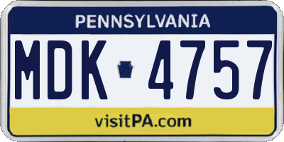 PA license plate MDK4757