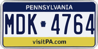 PA license plate MDK4764