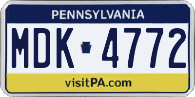 PA license plate MDK4772