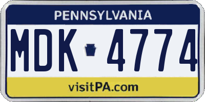 PA license plate MDK4774