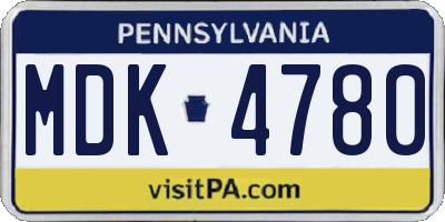 PA license plate MDK4780