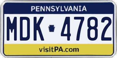 PA license plate MDK4782