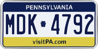 PA license plate MDK4792