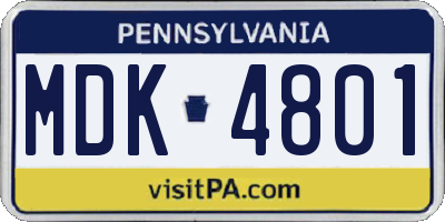 PA license plate MDK4801