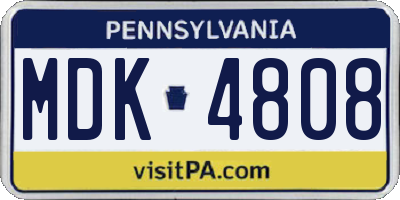PA license plate MDK4808