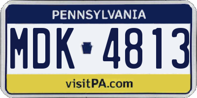 PA license plate MDK4813