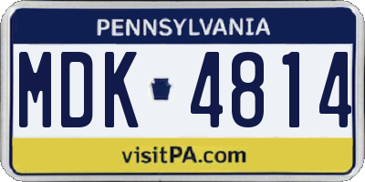 PA license plate MDK4814
