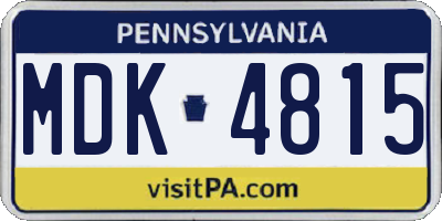 PA license plate MDK4815