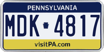 PA license plate MDK4817