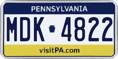 PA license plate MDK4822