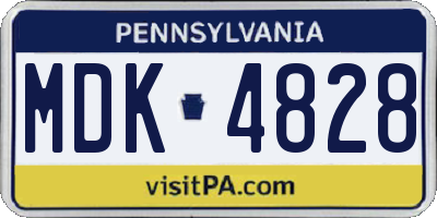 PA license plate MDK4828