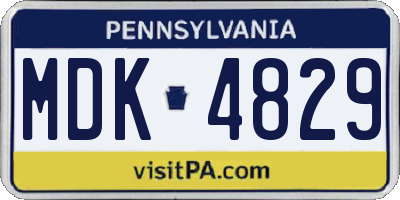 PA license plate MDK4829
