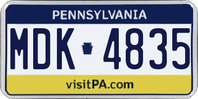 PA license plate MDK4835