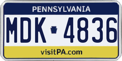 PA license plate MDK4836