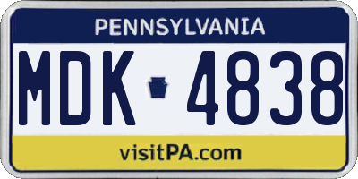 PA license plate MDK4838