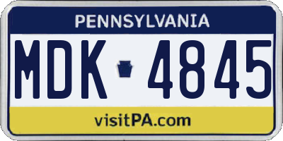 PA license plate MDK4845