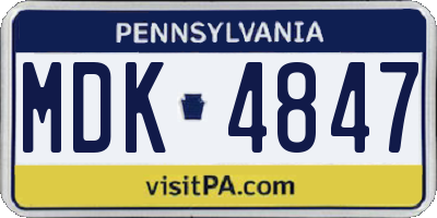 PA license plate MDK4847