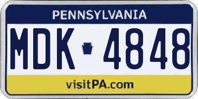 PA license plate MDK4848