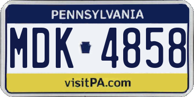 PA license plate MDK4858