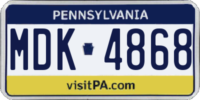 PA license plate MDK4868